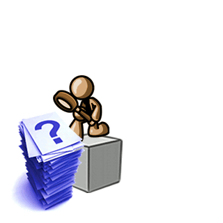 man examining report